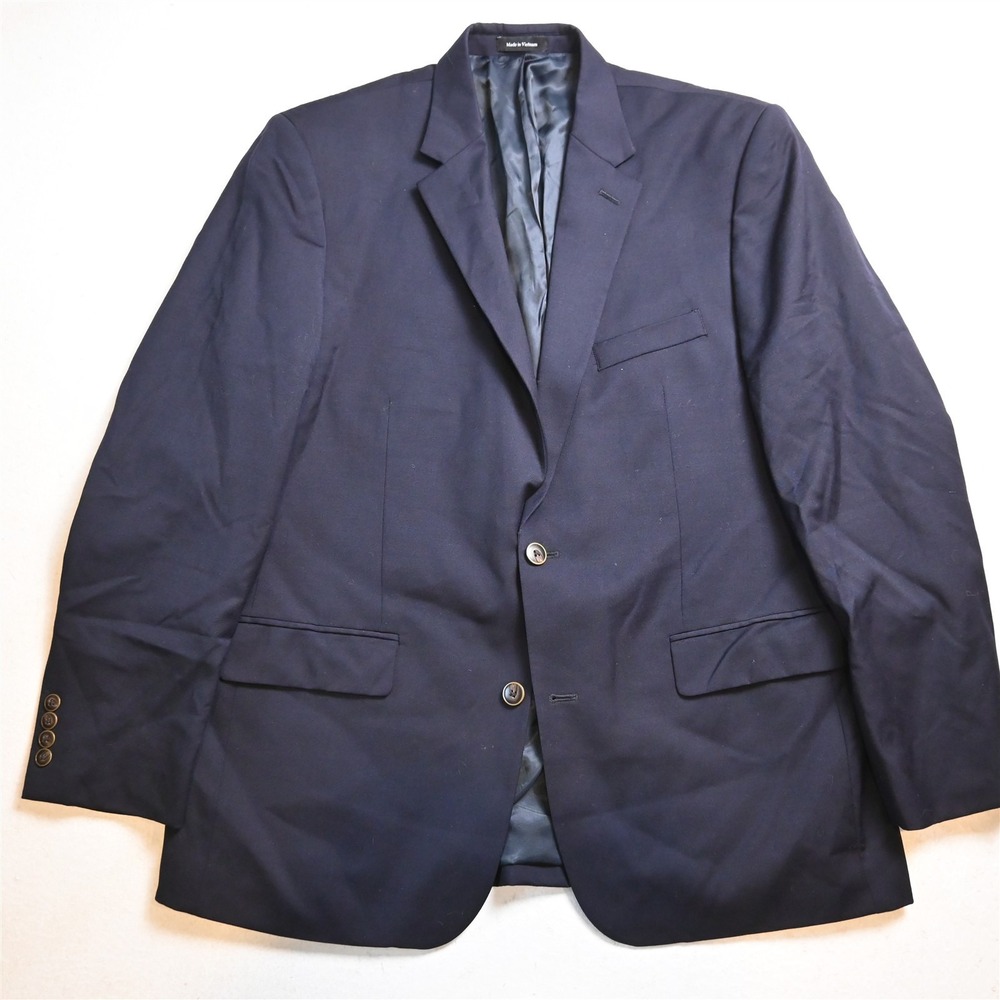 Joseph Feiss 42R Navy Blue 100% Wool Classic Fit Mens Blazer Jacket Sport Coat